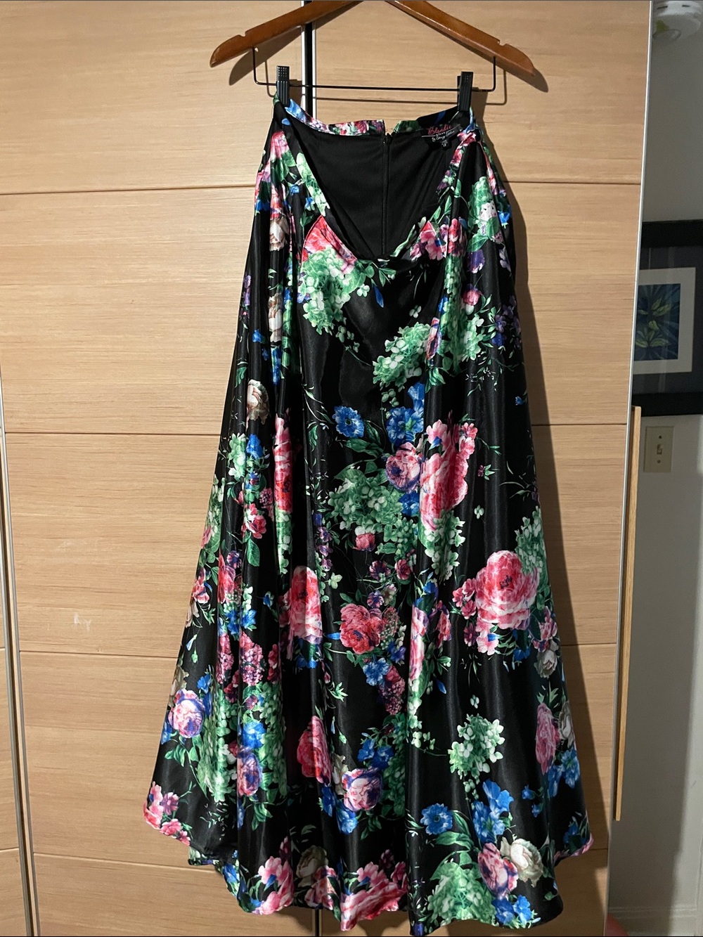 Vintage Blondie Nites Floral Satin Maxi Ballgown Skirt - Rare Size 17